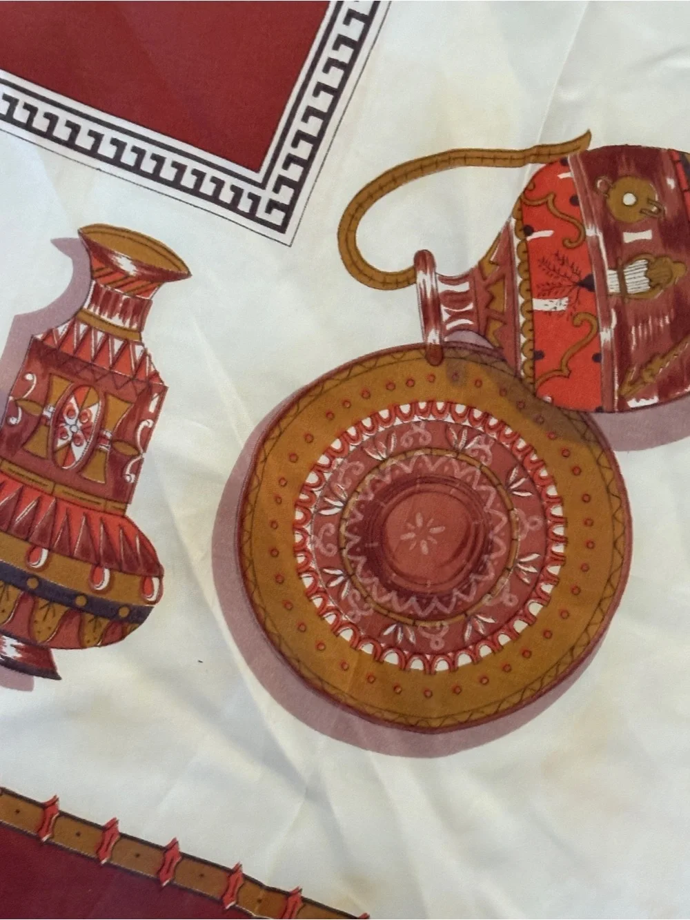 Vintage Greek Pottery Terracotta Amphora Print Style Scarf Made Japan 27